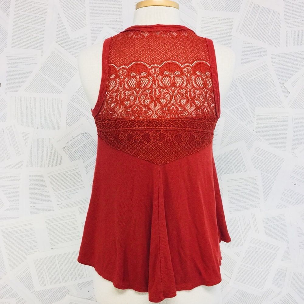 Rewind Burnt Orange Lace Cutaway Tank Top XS